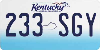 KY license plate 233SGY