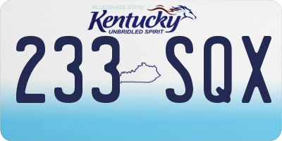 KY license plate 233SQX