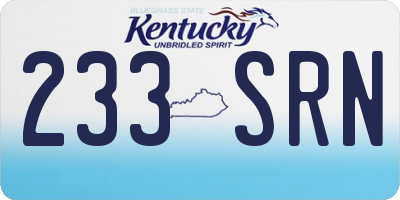 KY license plate 233SRN