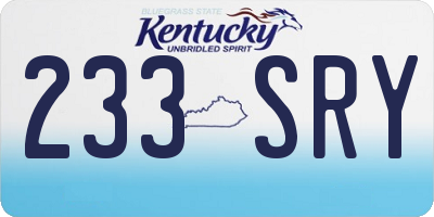 KY license plate 233SRY