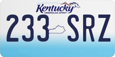 KY license plate 233SRZ