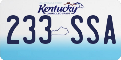 KY license plate 233SSA