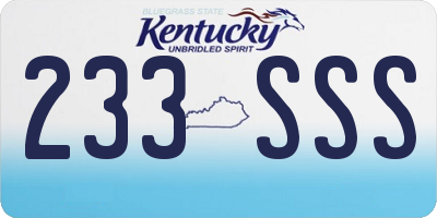 KY license plate 233SSS