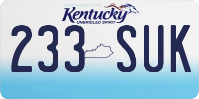 KY license plate 233SUK