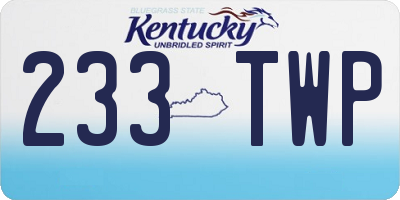 KY license plate 233TWP