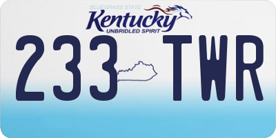 KY license plate 233TWR