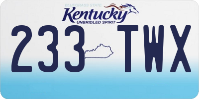 KY license plate 233TWX