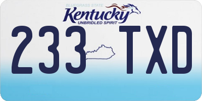 KY license plate 233TXD
