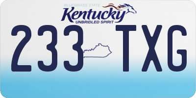 KY license plate 233TXG