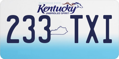KY license plate 233TXI
