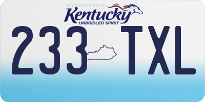 KY license plate 233TXL