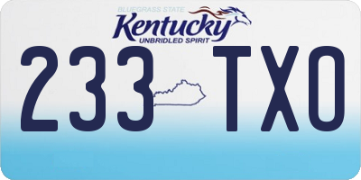 KY license plate 233TXO