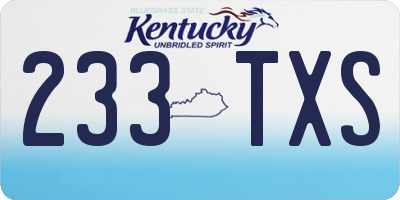 KY license plate 233TXS