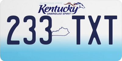 KY license plate 233TXT