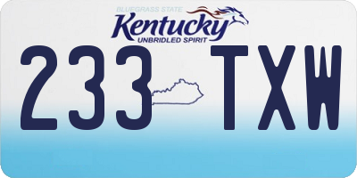 KY license plate 233TXW