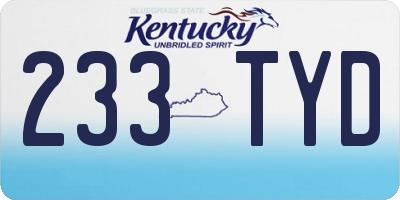 KY license plate 233TYD