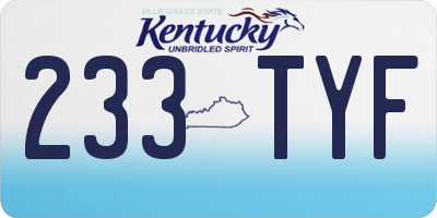 KY license plate 233TYF