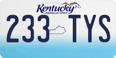 KY license plate 233TYS