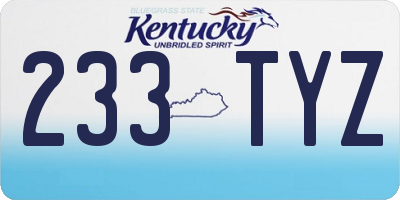 KY license plate 233TYZ