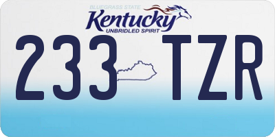 KY license plate 233TZR