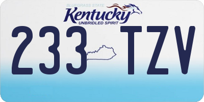 KY license plate 233TZV
