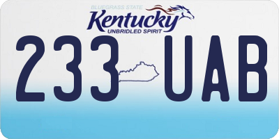 KY license plate 233UAB