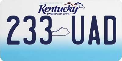 KY license plate 233UAD
