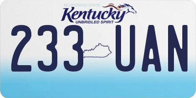 KY license plate 233UAN