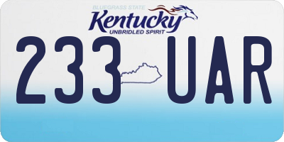 KY license plate 233UAR
