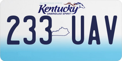KY license plate 233UAV