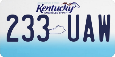 KY license plate 233UAW