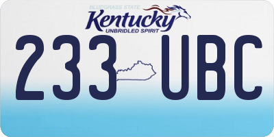 KY license plate 233UBC