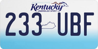 KY license plate 233UBF