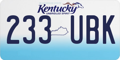 KY license plate 233UBK