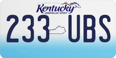 KY license plate 233UBS