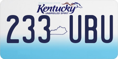 KY license plate 233UBU