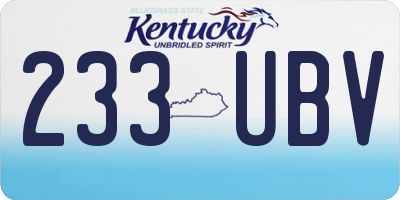 KY license plate 233UBV