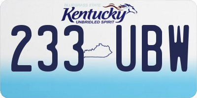KY license plate 233UBW