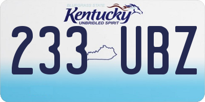 KY license plate 233UBZ