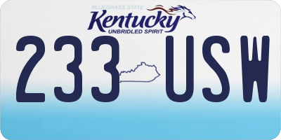 KY license plate 233USW