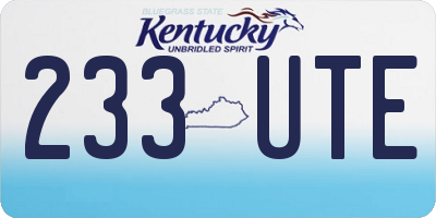 KY license plate 233UTE