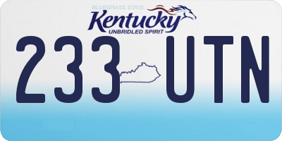 KY license plate 233UTN