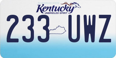 KY license plate 233UWZ