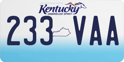 KY license plate 233VAA