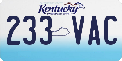 KY license plate 233VAC
