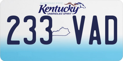 KY license plate 233VAD