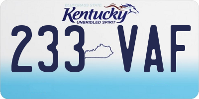 KY license plate 233VAF