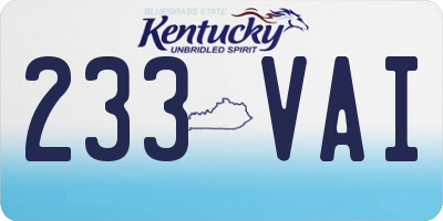 KY license plate 233VAI