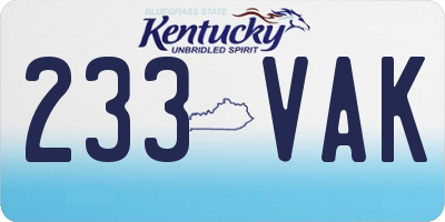 KY license plate 233VAK