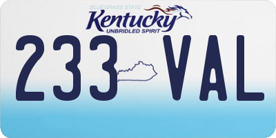 KY license plate 233VAL
